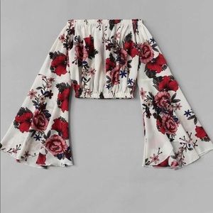 Floral off the shoulder crop top